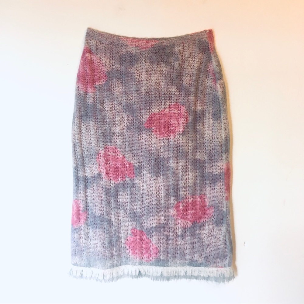Gorgeous LM Lulu Paris Mohair Knit Floral Skirt Sm